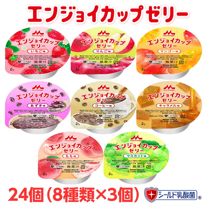 市場 賞味期限2022年10月1日 鉄 24個 森永乳業 栄養補助食品 亜鉛 エンジョイカップゼリー クリニコ いろどりセット 8種類×3本  シールド乳酸菌 70g