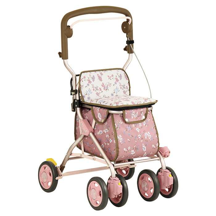 スーパーセール 幸和製作所 ルーティ フラワーピンク シルバーカー 杖立て付 手押し車 高齢者 老人 シルバーカート おしゃれ E Www Hostaljobs Com
