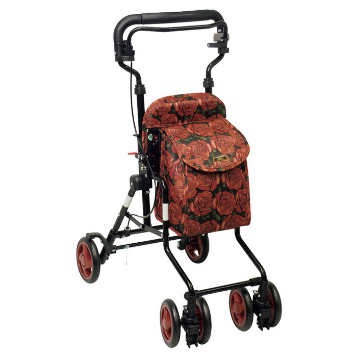 21年製 新品 カート シルバーカー ローズ柄r モートプラス 島製作所 シルバーカー おしゃれ シルバーカート 老人 高齢者 手押し車 杖立て付 Lombardionline It