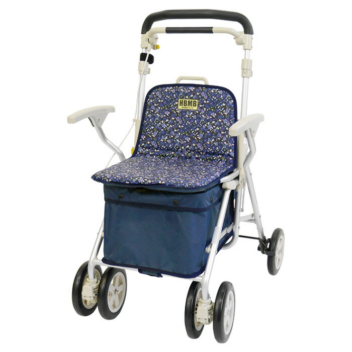 今季一番 カート シルバーカー 老人 高齢者 手押し車 カゴのせ可能 杖立て付 シルバーカー 1084 花柄紺 ヘルスバッグmb ウィズワン シルバー カート メーカー直送 代引不可 おしゃれ Www Mekatronik Org Tr