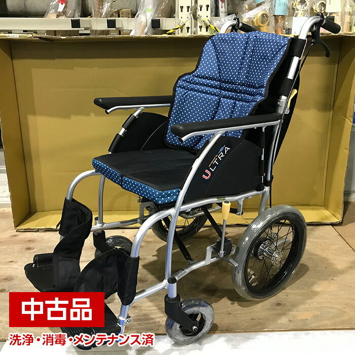 中古 日進医療器 Nah U1 介助用 車いす 42cm幅 インディゴ 介助 車椅子 軽量 折りたたみ式 介助ブレーキ 背張り調整 代引不可商品です Jivaliving Com