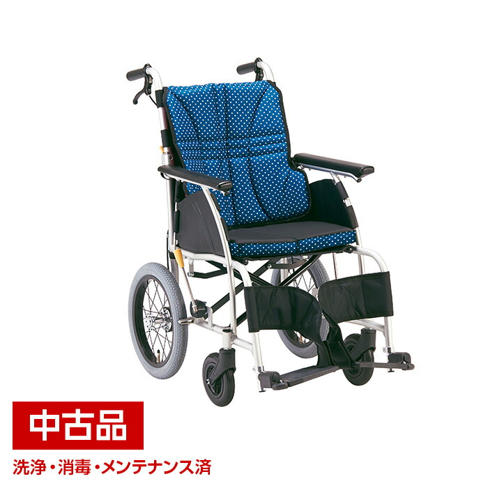 【中古】日進医療器 NAH-U1 御手伝い用 車椅子 座幅38 インディゴ 御手伝い 車いす 軽さ 折りたたみ式 御手伝い打ち切り 背張り合わせる エアリー操作手順 介護 介護装置 老いらく者 【代引不可商いものです】
