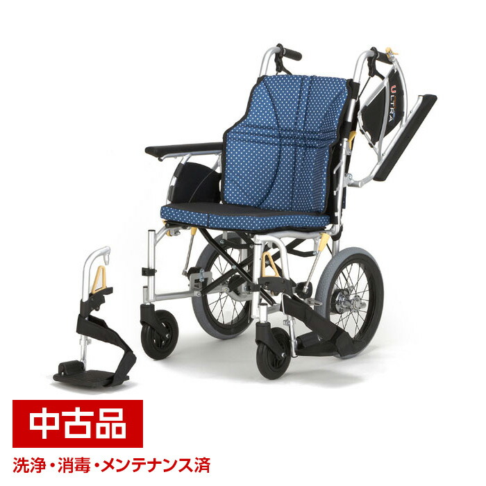 【中古】日進医療器 NAH-U2W 御手伝い用 車椅子 38糎幅 インディゴ エアリー遣りかた 御手伝い 車いす 軽さ 折りたたみ式 御手伝いうち切り 背張り合わせる ノーパンクタイヤ ノンパンクタイヤ【代引不可商いもの】