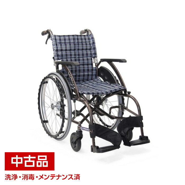 【中古】カワムラサイクル ウェイビット WA22-40A #A13 濃紺チェック 中床 自走 自走用 軽量 エアタイヤ 折りたたみ 背折れ式 車椅子 座幅40 車いす コンパクト 【代引不可商品です】|豊通オールライフ