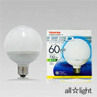 楽天市場 東芝 ｅ ｃｏｒｅ ｌｅｄ電球 ボール電球形 昼白色 ｇ９５ 外径９５ｍｍ ｅ２６口金 全光束７３０ｌｍ ６０ｗ形相当 Ldg7nh60w オールライト