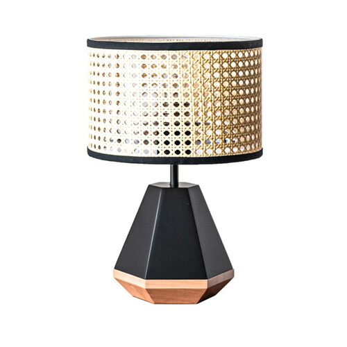 EL COMMUN　エル・コミューン　AMPERSAND FACTORY（アンパサンドファクトリー）　AMP TABLE LAMP FRUSTUM BK　テーブルライト　コンセント・中間スイッチ付き　フラスタム　ラタン　Ｅ２６　ブラック　ランプ別売り　AMPL033