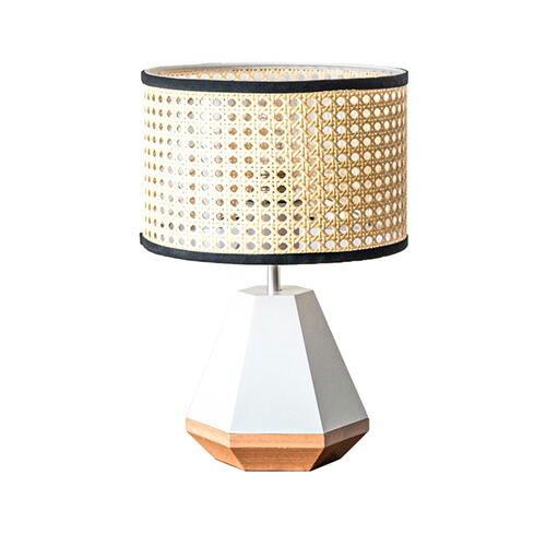 EL COMMUN　エル・コミューン　AMPERSAND FACTORY（アンパサンドファクトリー）　AMP TABLE LAMP FRUSTUM WH　テーブルライト　コンセント・中間スイッチ付き　フラスタム　ラタン　Ｅ２６　ホワイト　ランプ別売り　AMPL034