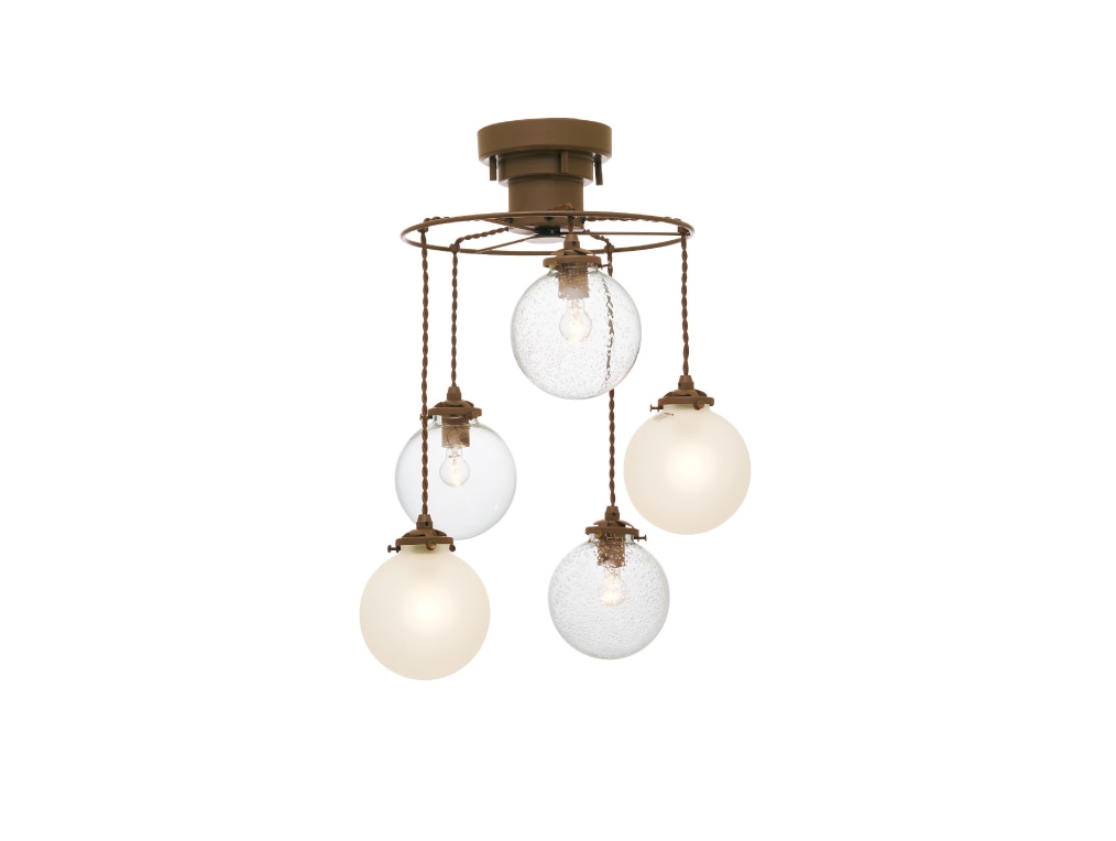 インターフォルム　INTERFORM　Orelia5 オレリア5　ペンダントライト　E17　クリア×1・バブル×2・フロスト×2　引掛けシーリング　LED電球付き　電球色　LT3532