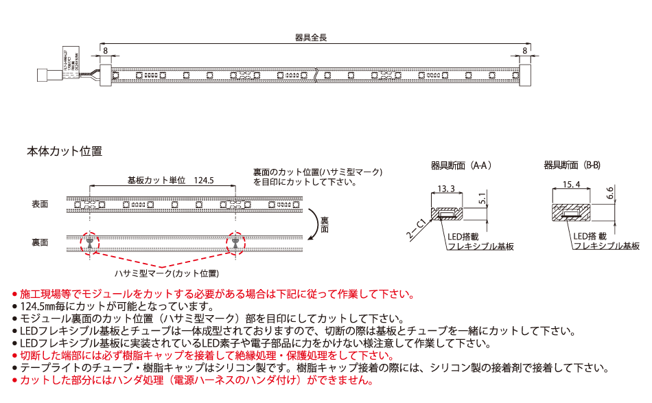 ＦＫＫ ＬＥＤテープライト ＤＣ２４Ｖ フレアライン ミニサイド 片側