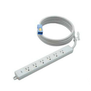 明工社　横形ＯＡ用接地タップ　６コ口　１５Ａ　１２５Ｖ　パイロットランプ　マグネット付　ハーネスプラグ付（白）　ＶＣＴ３ｍ　白　MR7706NT3WW ※受注生産品