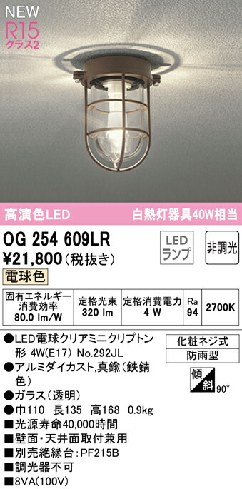 ODELICエクステリアライトポーチライト屋外用防雨型白熱灯器具40W灯相当電球色LEDランプ付きLEDランプ付き鉄錆色OG254609LR