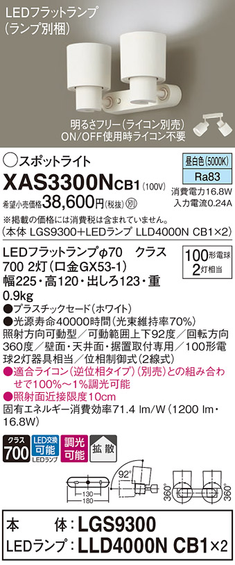 奉呈 panasonic NNN04322B LE1スポットライト100V