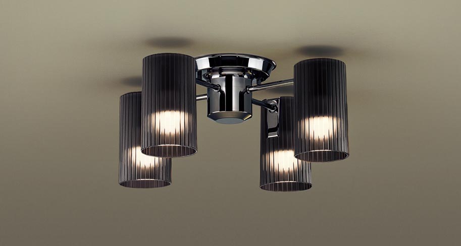 パナソニック　天井照明器具　シャンデリア　簡易取付方式　ＬＥＤ電球一般電球タイプ４．４Ｗ（４０Ｗ形相当　Ｅ２６口金　電球色）×４灯　(ランプ付き)　本体ブラックニッケル仕上　LGB57452 ※受注生産品