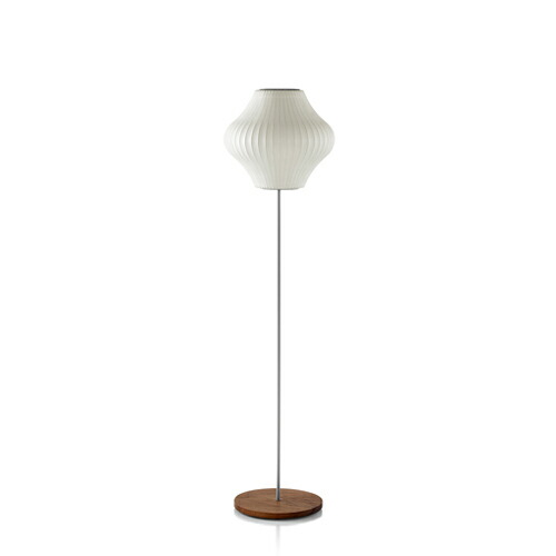 ロイヤルファニチャー　HermanMiller（ハーマンミラー）　NELSON BUBBLE LAMP(ネルソン・バブルランプ)　NELSON PEAR LOTUS FLOOR S WALNUT　フロアスタンド　フットスイッチ付き　ランプ別売(E26 100W×1)　ホワイト　BCPEARLOTUSFLOORSFWAL