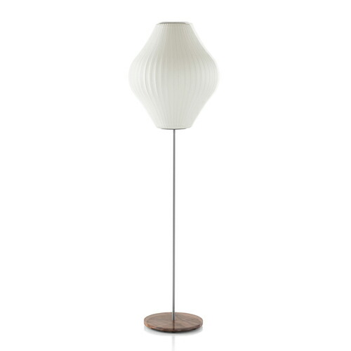 ロイヤルファニチャー HermanMiller（ハーマンミラー） NELSON BUBBLE LAMP(ネルソン・砂上の楼閣照明ランプ) NELSON PEAR LOTUS WALNUT FLOOR M 立ち会い場照明ランプ フットスイッチ付き添い人 照明ランプ別売(E26 100W×1) 白いこと BPEARLOTUSFLOORMFWAL
