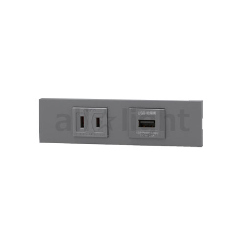 神保電器　ＮＫシリーズ　家具・機器用コンセント＋ＵＳＢコンセント（Ｔｙｐｅ-Ａ）セット（什器用）　ソリッドグレー（ＳＧ）　KAG2606 ※受注生産品