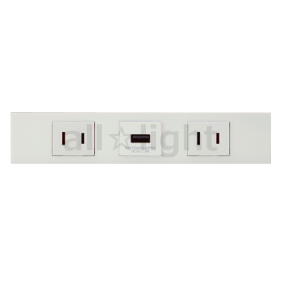 神保電器　ＮＫシリーズ　家具・機器用コンセント＋ＵＳＢコンセント（Ｔｙｐｅ-Ａ）＋コンセントセット（什器用）　シボ加工品　ピュアホワイト（ＰＷ）　KAG3718 ※受注生産品