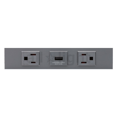 神保電器　ＮＫシリーズ　家具・機器用接地コンセント＋ＵＳＢコンセント（Ｔｙｐｅ-Ａ）＋接地コンセントセット（什器用）　シボ加工品　ソリッドグレー（ＳＧ）　KAG3722 ※受注生産品｜オールライト