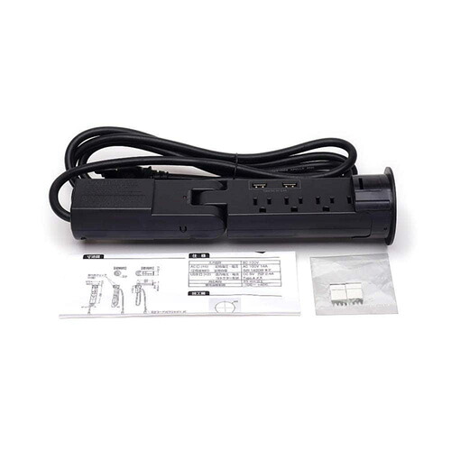 スガツネ ＬＡＭＰ 埋込式USB・AC差し込み 16R-01160U型 引抜収納印字機 AC100V 14A 1400Wまで 工事不必要 黒いこと 16R01160UB