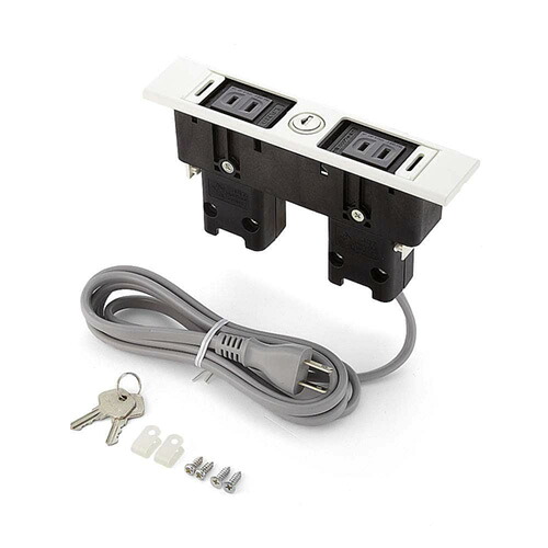 スガツネ ＬＡＭＰ デスクトップマルチタップ DML型 2口 屋内用 ワット数差し込み付印字機 ワット数+ワット数 鍵付 押しかぶせる付 AC125V 15A 最大限度収容能力：1500W 工事不必要 白いこと DMLPPLWT 電設資材-コンセント