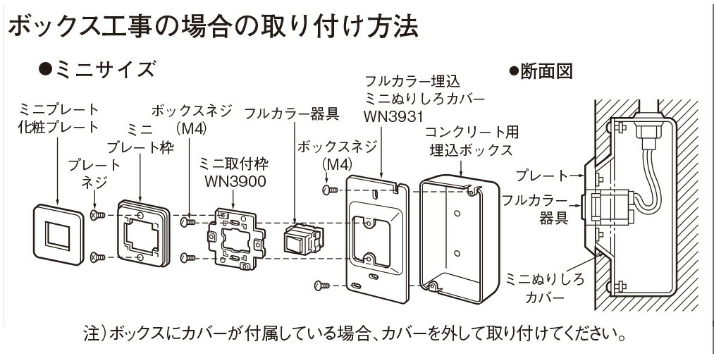 【楽天市場】パナソニック フルカラー配線器具 埋込ミニぬりしろカバー WN3931：オールライト