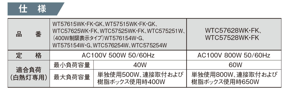 現金特価 パナソニック 白熱灯専用調光スイッチ コスモシリーズ ワイド２１ 埋込調光スイッチＣ 片切 ３路両用 スライド式 ５００Ｗ ホワイト  WTC57625WK qdtek.vn