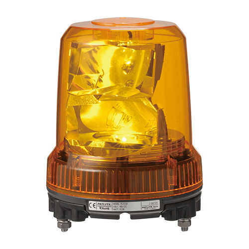 パトライト　大型LED回転灯　RLR　DC12V/24V　7.6W　φ162mm　取付ピッチφ120　閃光数105回/分　イエロー（黄色）　RLRM1PY