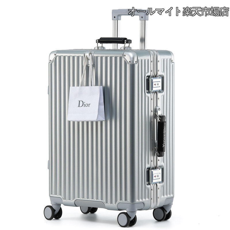 【貨物輸送無料】新感覚的な経験！今めかしい！旅行バッグ 持ちはこび入れもの 大型 軽さ軽銀ひな形式 M大きさ しろがね色 キャリーバッグ 機内持ち込み 静音 ダブルキャスター TSA鍵を掛ける レトロ 今めかしいな手持ち部分 疲れない心積もり はいり込む 外国で旅する出張 4-6泊 55L
