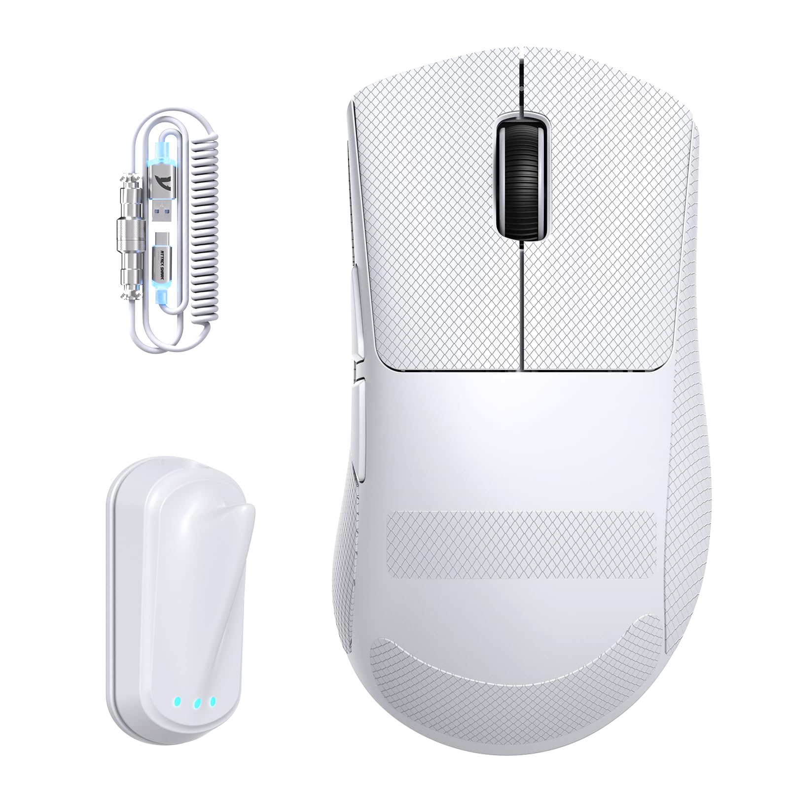 【貨物輸送無料】SHARK V8 ゲーミングマウス Nordic54L15 PAW3950MAX 検出器 超軽さ 59g±3g 42000DPI/50 ユニット微自然調整 三繋ぎ合わせる流行り物 (有線/Bluetooth/2.4G) 双 8K レすがた絵 1億回取り替えっこ 500mAh/400 第四次元航続 クラウド \u0026 独立独行１番ウッド マイコン/Win/Mac(白いこと)