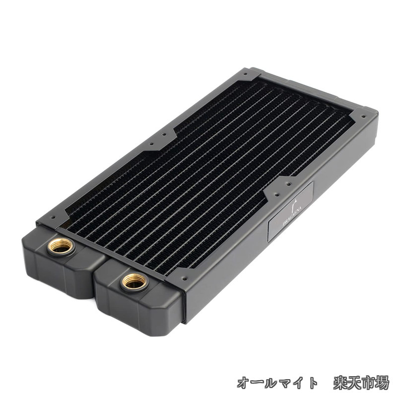 【送料無料】dracaena.io 240mm 水冷ラジエーター 銅製コア 2×120mmファン対応 G1/4ポート 28mm薄型 本格水冷 自作PC カスタム水冷用 ブラック|オールマイト 店