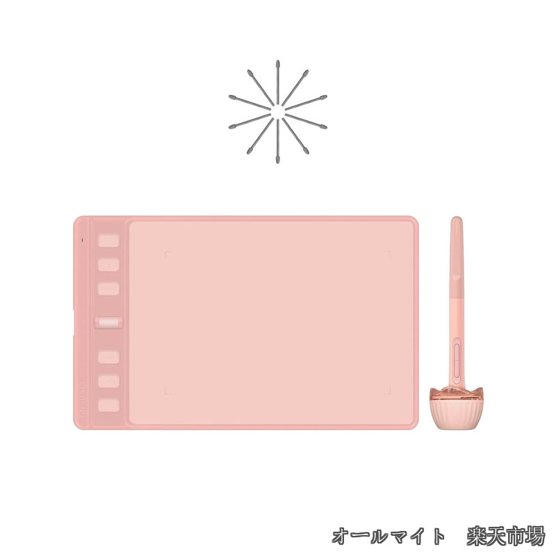 【送料無料】HUION ペンタブ ペンタブレット Inspiroy 2 6.3 x 3.9インチ 全面アップグレードのペンPW110 Android Windows MacOS Linux対応 持ち運びやすい 初心者向け ピンク Sサイズ|オールマイト 店