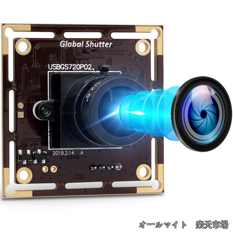 【送料無料】ELP 60fps グローバルシャッター USB カメラモジュール、720P 高速 UVC ウェブカメラ、3.6mm 固定焦点 M12 レンズ付き、産業用カメラ、PC ラップトップ Windows MAC Linux｜オールマイト　店