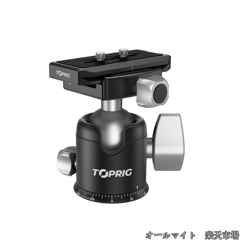 【送料無料】ミニ雲台、マイクロ ボールヘッド搭載、1/4"ネジ対応 51mm 小型ボールヘッド パノラマ三脚ヘッド、DSLR・カムコーダー用クイックリリースプレート付き、最大負荷20KG、アルミ合金製、軽量設計 S40 S60 電動カメラスライダー用｜オールマイト　店