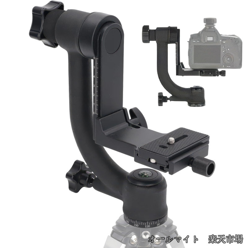 【送料無料】アルミ合金製 360°回転 パノラマ雲台 汎用性の高い3/8インチスタンド・一脚用ネジと1/4インチカメラネジに対応し 耐荷重20kg 一眼レフ ミラーレス アクションカメラ ビデオカメラ プロジェクター対応 野鳥 野生動物 スポーツ撮影用|オールマイト 店