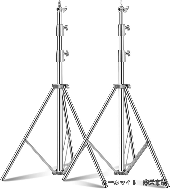 【送料無料】2PCS ステンレス ライトスタンド 110"/2.8m バネ式 1/4インチから3/8インチネジ変換 写真スタジオ ポートレート ケロ撮影 ヘビーデューティ三脚スタンド モノライト、ソフトボックス、リフレクターなどに適用|オールマイト 店