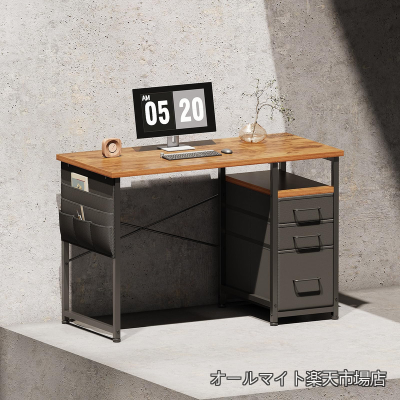 【送料無料】パソコンデスク引き出し付き 学習机 pcデスク 幅100cm ×奥行48cm ゲーミングデスク左右入替可 在宅ワーク デスク オフィスデスク 勉強机 ビンテージ|オールマイト 店