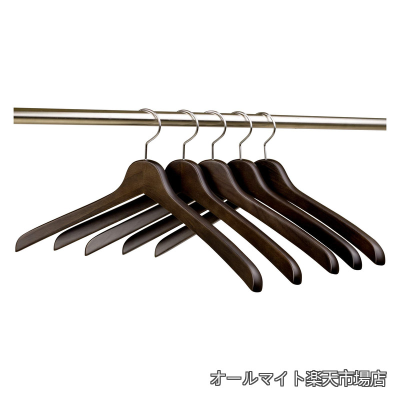【貨物輸送無料】大きめ木製メンズ プルオーバーハンガー 5本組 スモークブラウン SET-02 (460粍)