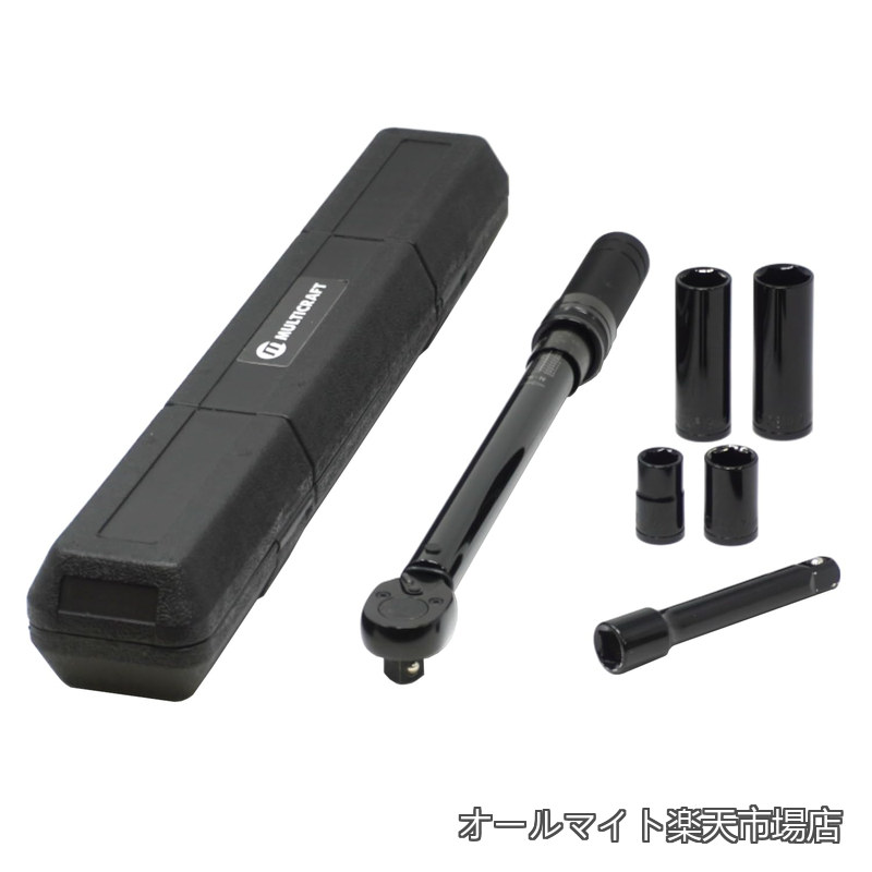 【送料無料】トルクレンチセット 車 バイク タイヤ交換 スリーブロック ロックリング トルク範囲40-210N・m ショートソケット14mm・17mm/ロングソケット19mm・21mm エクステンションバー125mm 差込角12.7mm ラチェット プレセット型 マルチクラフト MTR-6BK｜オールマイト　店