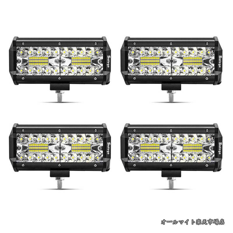 【貨物輸送無料】細工物ともし火 120W LED 御勤め灯 細工物ともし火 狭角30度印字機 40連LED 7in 車外灯 畑作機械類 12V 24V兼用 汎用 雨合羽・防塵・耐震・年長命 白いこと 6000K 9600LM 4個入