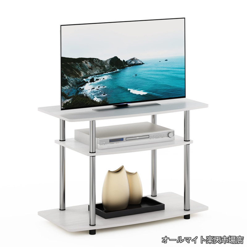 【送料無料】テレビ台 3段 32インチまで対応 ホワイトオーク/クローム Turn-N-Tube 工具不要 【日本正規輸入品】｜オールマイト　店