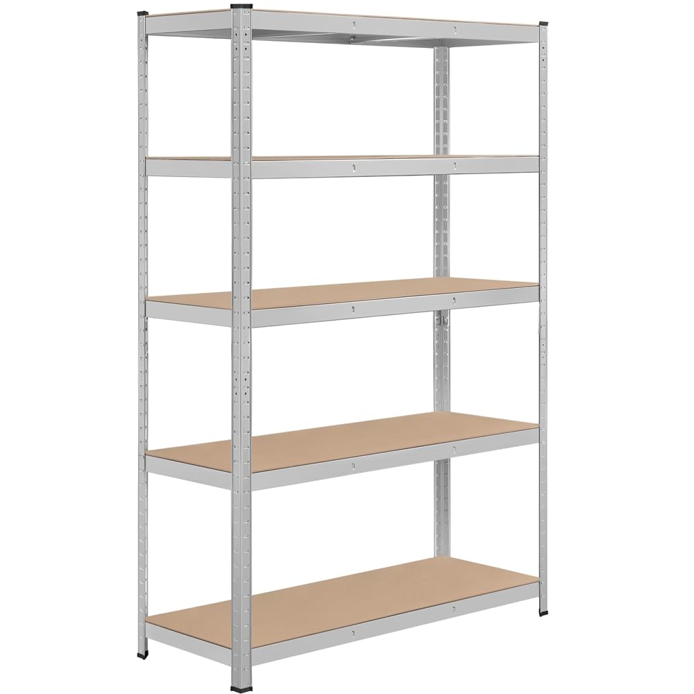 【送料無料】キッチンラック スチールラック 120x45x180cm 5段 メタルラック ステンレスラック オープンシェルフ 収納棚 収納ラック 幅120 耐荷重875kg 高さ調節可 防サビ加工 ネジなし 組立簡単 キッチン 物置 倉庫 ガレージ ゴム製キャップ付き 手袋付き シルバー|オールマイト 店