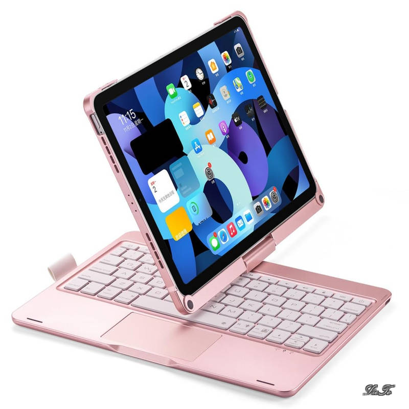 【送料無料】iPad Air 11インチ M4/M3/M2用の キーボードケース タッチパッド バックライト付き iPad Air 第5/4世代 10.9インチ iPadPro11 第4/3/2/1世代用の キーボード カバー 一体型 トラックパッド付き 折りたたみ 多機能 ローズ金|オールマイト 店