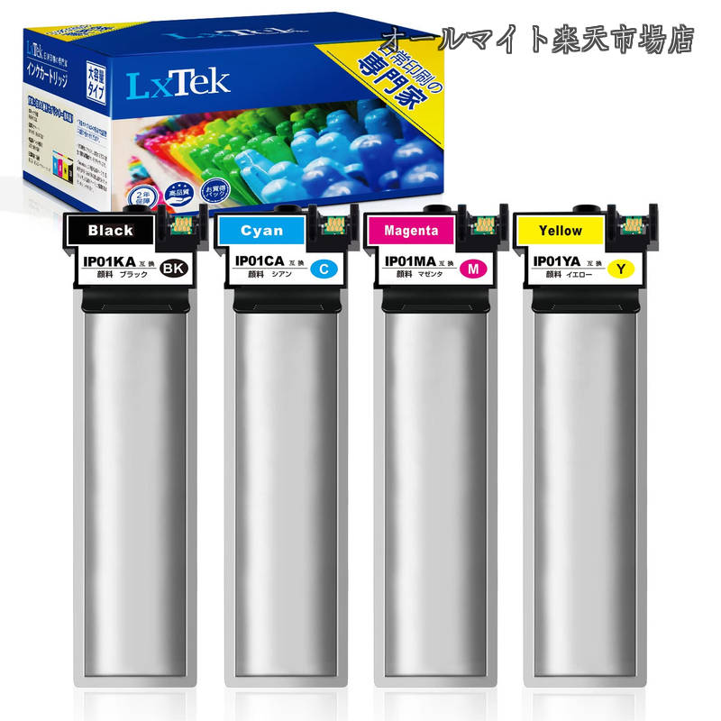 【送料無料】IP01A 互換インクパック エプソン(Epson)用 IP01A 増量4色セット(IP01KA IP01CA IP01MA IP01YA) 大容量/説明書付/残量表示/個包装 PX-S885 PX-M885F PX-S884 PX-M884F|オールマイト 店