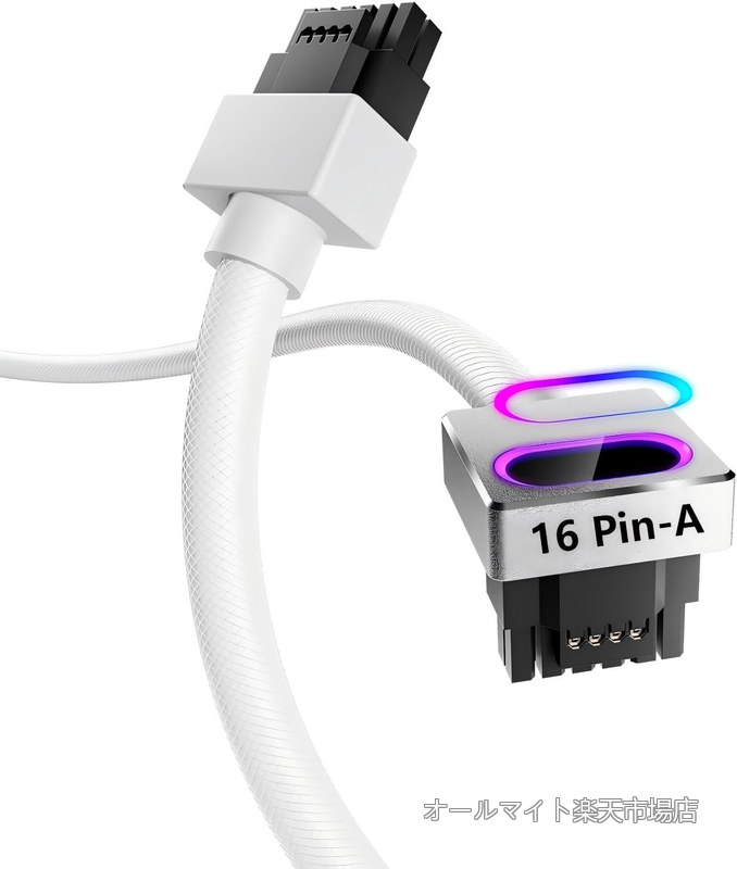 【送料無料】AsiaHorse Hydrus 16ピン GPU用スリーブケーブル GPU用PC電源 延長ケーブル [18 AWG高性能銅コア] 30CM 1本の8ピン 延長 600Wの16 AWG PC電源ユニットに対応しHydrus-16PIN-WHITE-A-JP｜オールマイト　店