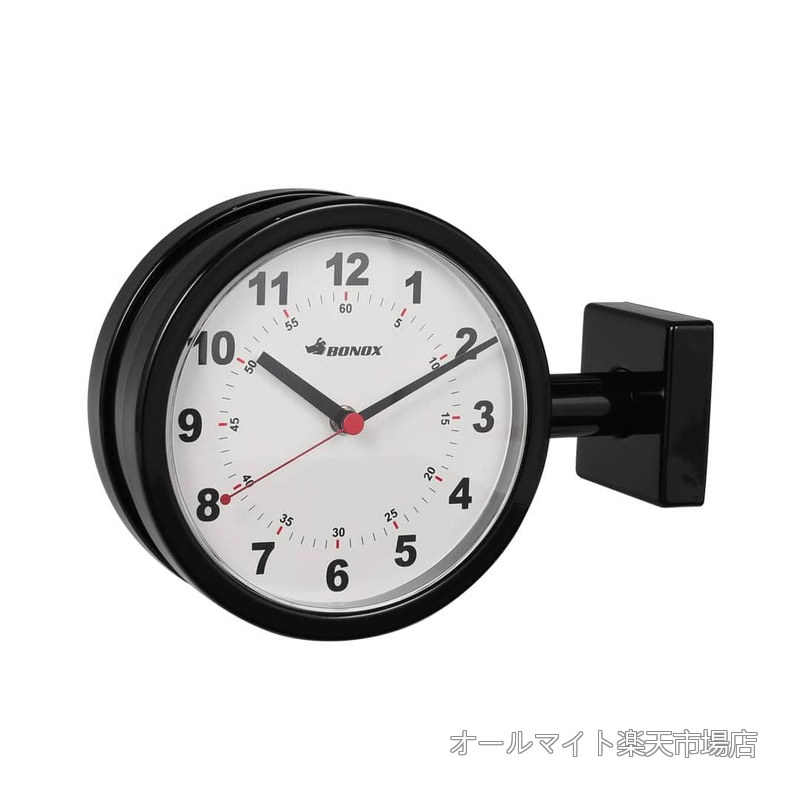 【送料無料】ダルトン(Dulton) ダブルフェイスクロック ブラック 小ぶりな壁掛け両面時計 高さ205mm 幅285mm 奥行90mm S624-659BK｜オールマイト　店