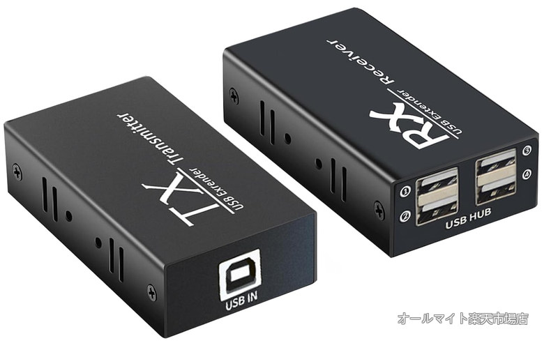 【送料無料】エクステンダー EX120 有線LAN 延長器 USB ハブ 4出力 CAT5e CAT6 延長機 4口 USB2.0 Ethernet Extender 入力側 PC カメラ プリンタ 対応 出力側 キーボード マウス｜オールマイト　店