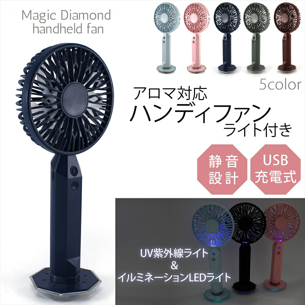 【楽天市場】ハンディファン ミニ扇風機 アロマ 扇風機 持ち運び ミニファン usb LED内蔵 イルミネーション アロマ機能 ライト付き ...