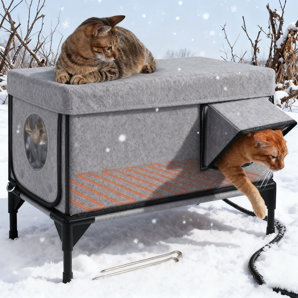 【ランキング1位】ペットハウス 冬用 防水 防雨 加熱猫ハウス 保温 組み立て式 キャットハウス 屋外 屋内 防風 通気性 ヒーター付きマット 暖房 猫ハウス 屋外用 犬小屋 猫ベッド 防水ハウス キャットドッグハウス 野良猫/犬 折りたたみ式 暖かい 防寒 防風 冬寒さ対策