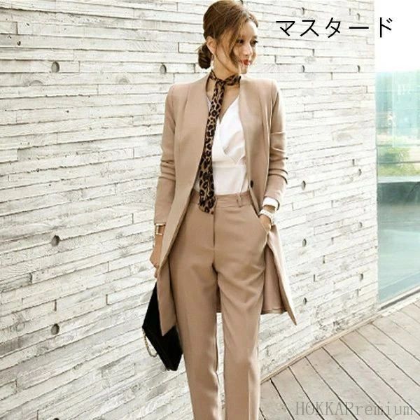 秋春 着痩せ セットアップ 二次会 カジ 春秋 長袖 上品 結婚式 30代40代 レディーススーツ 大人 女性 通勤 エレガントフォーマル