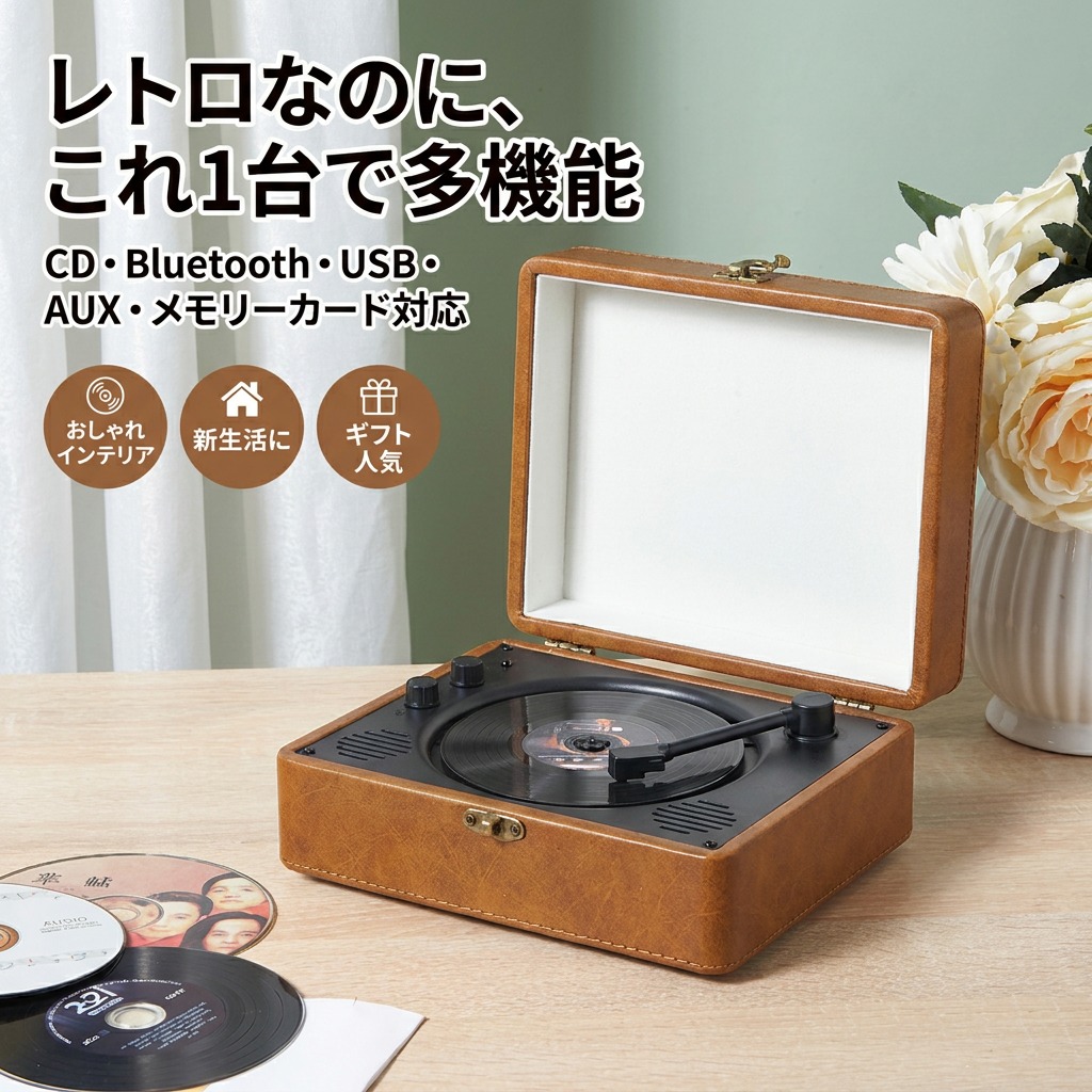 記憶装置歌留多相応う 携帯型 CD金棒引き レコード盤刷り直す USB AUX ビンテージ 【レトロ感あふれる多役立つこと】bluetooth金棒引き
